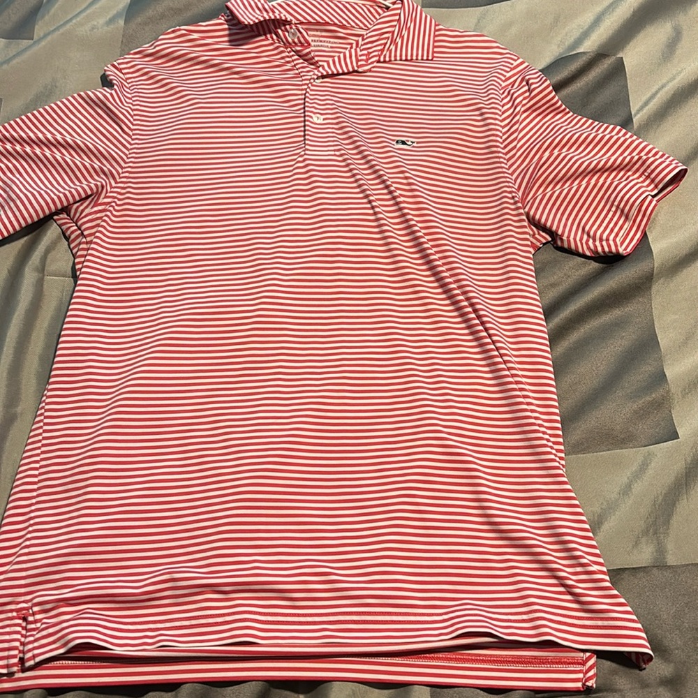 Pink and white it’s striped polo